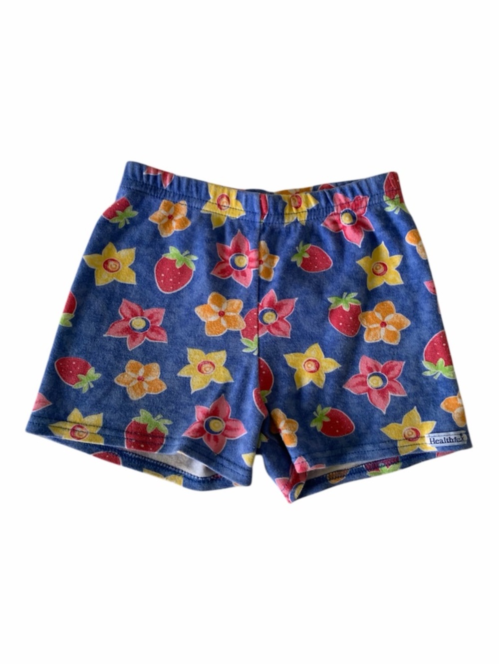Vintage Healthtex Girls Size 6 Blue Floral Strawberry Cotton Pull On Shorts